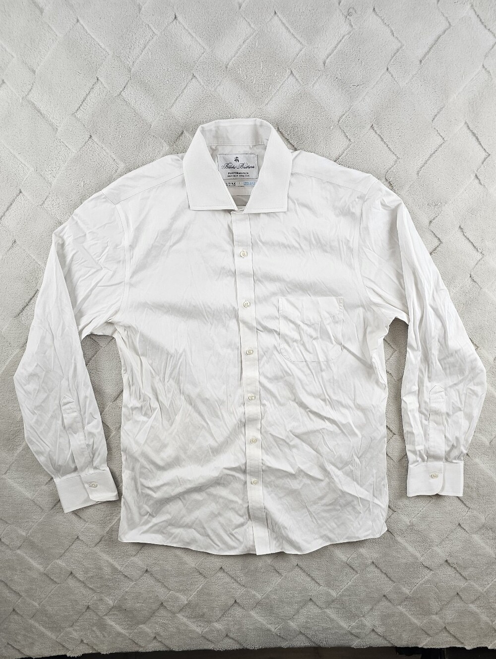 Brooks Brothers Dress Shirt Mens 15.5-33 Performance Non-Iron Stretch Coolmax